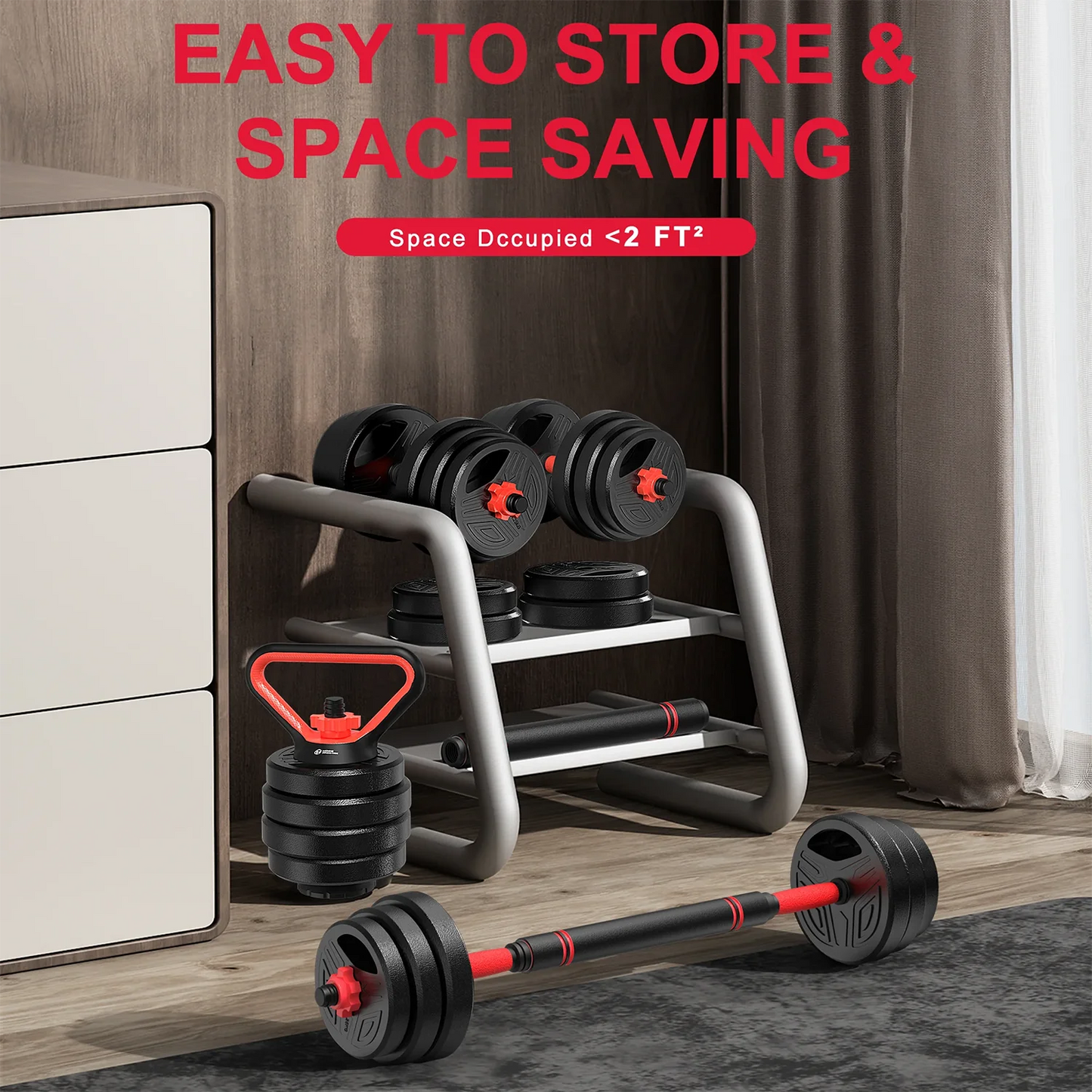 3-In-1 Adjustable Dumbbell Set