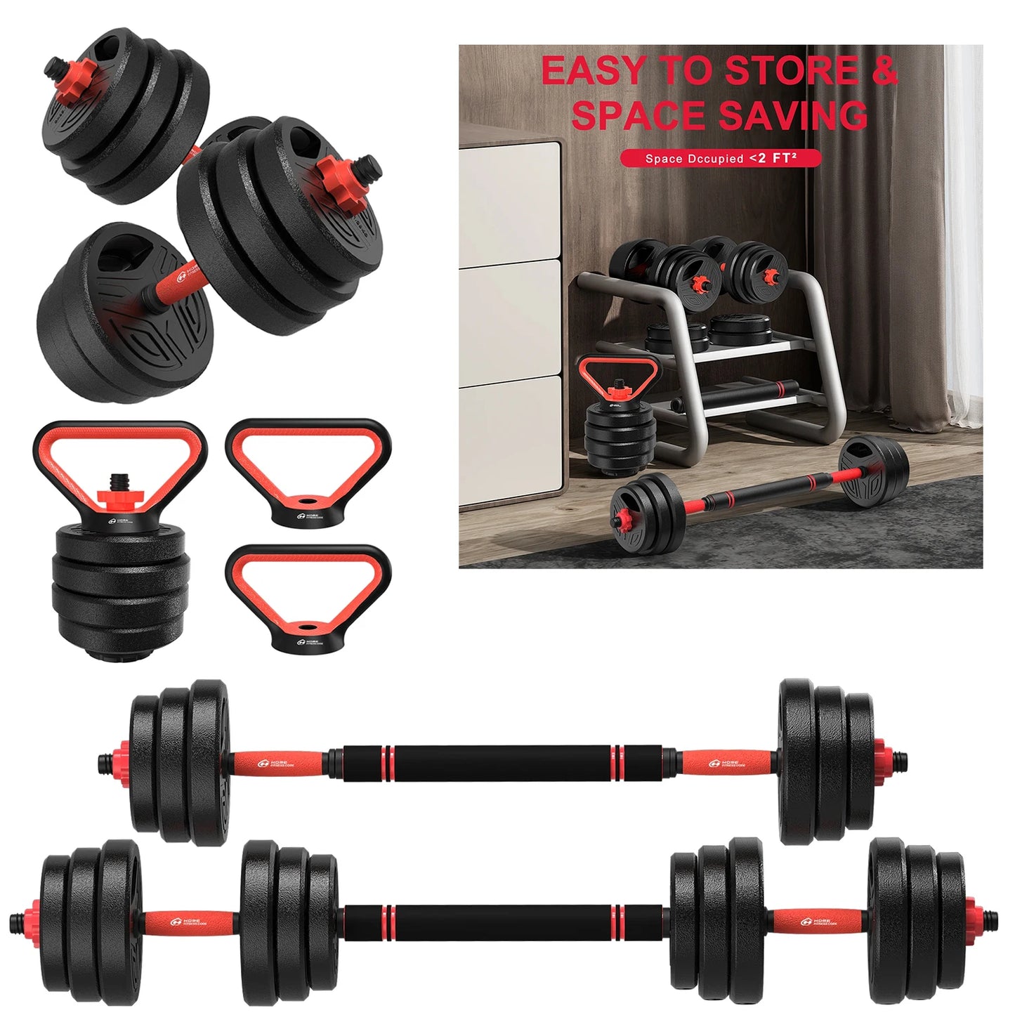 3-In-1 Adjustable Dumbbell Set
